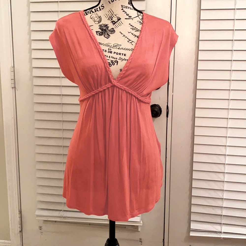 Coral v-neck top